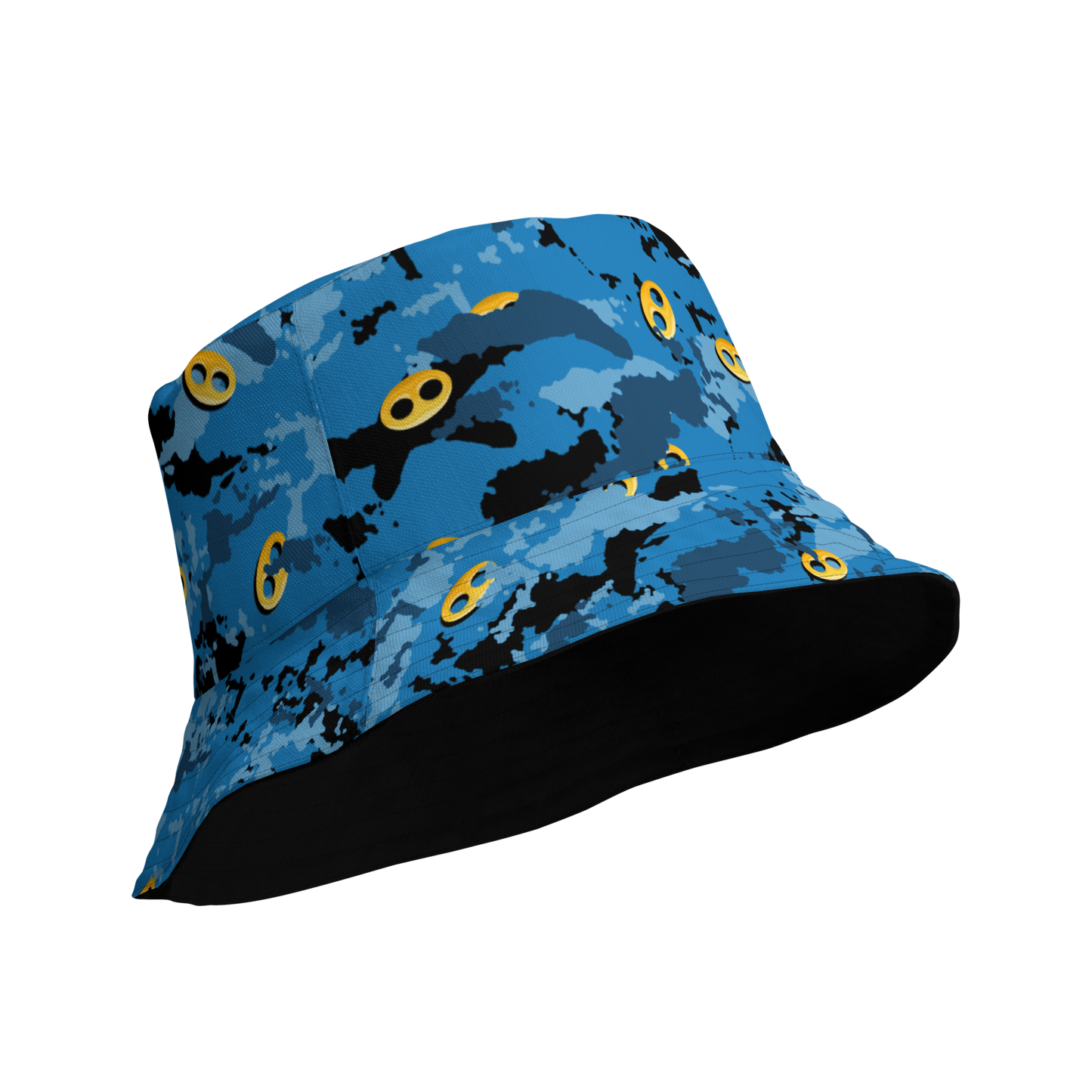 Blue Camo VI I From Reversible bucket hat