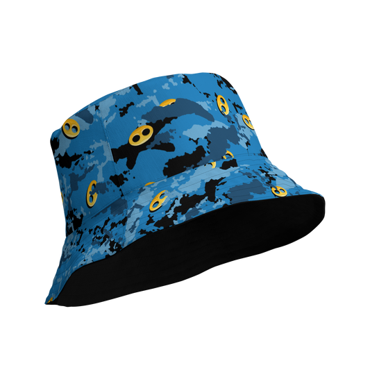 Blue Camo VI I From Reversible bucket hat